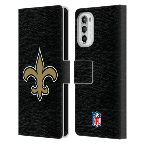 NFL New Orleans Saints Logo Plain Leather Book Wallet Case Cover For Motorola Moto G52
