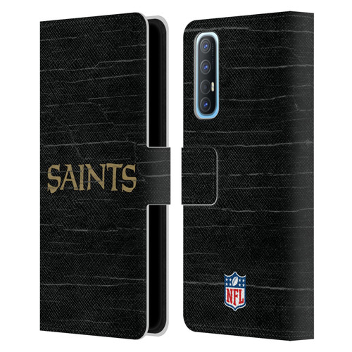 NFL New Orleans Saints Logo Distressed Look Leather Book Wallet Case Cover For OPPO Find X2 Neo 5G