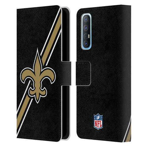 NFL New Orleans Saints Logo Stripes Leather Book Wallet Case Cover For OPPO Find X2 Neo 5G