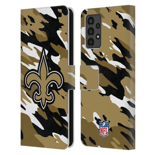 NFL New Orleans Saints Logo Camou Leather Book Wallet Case Cover For Samsung Galaxy A13 (2022)