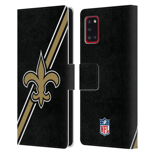 NFL New Orleans Saints Logo Stripes Leather Book Wallet Case Cover For Samsung Galaxy A31 (2020)