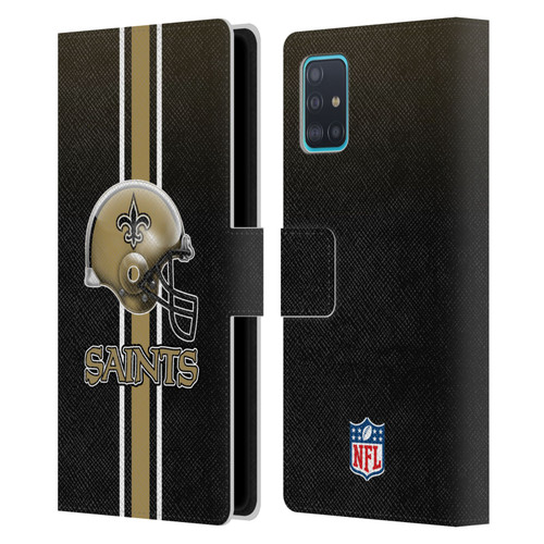 NFL New Orleans Saints Logo Helmet Leather Book Wallet Case Cover For Samsung Galaxy A51 (2019)
