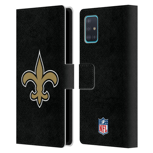 NFL New Orleans Saints Logo Plain Leather Book Wallet Case Cover For Samsung Galaxy A51 (2019)