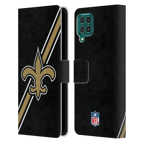 NFL New Orleans Saints Logo Stripes Leather Book Wallet Case Cover For Samsung Galaxy F62 (2021)