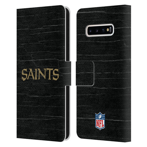 NFL New Orleans Saints Logo Distressed Look Leather Book Wallet Case Cover For Samsung Galaxy S10+ / S10 Plus