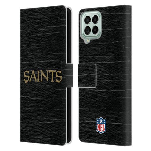 NFL New Orleans Saints Logo Distressed Look Leather Book Wallet Case Cover For Samsung Galaxy M33 (2022)