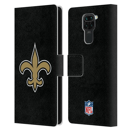 NFL New Orleans Saints Logo Plain Leather Book Wallet Case Cover For Xiaomi Redmi Note 9 / Redmi 10X 4G