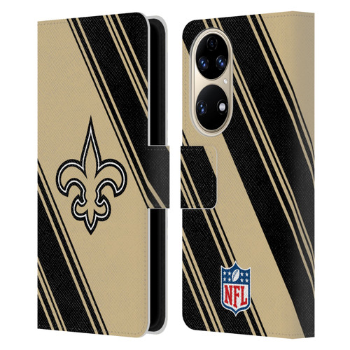 NFL New Orleans Saints Artwork Stripes Leather Book Wallet Case Cover For Huawei P50