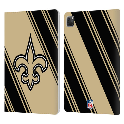 NFL New Orleans Saints Artwork Stripes Leather Book Wallet Case Cover For Apple iPad Pro 11 2020 / 2021 / 2022