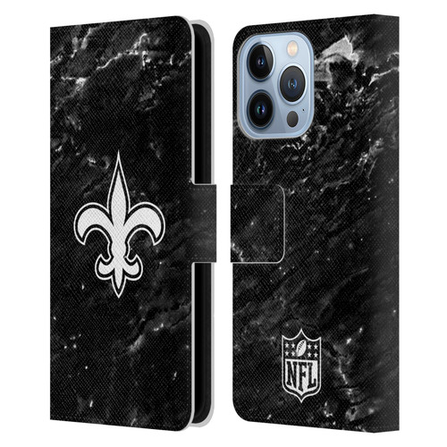 NFL New Orleans Saints Artwork Marble Leather Book Wallet Case Cover For Apple iPhone 13 Pro