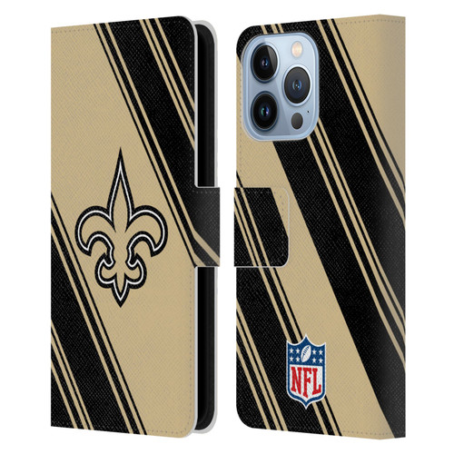 NFL New Orleans Saints Artwork Stripes Leather Book Wallet Case Cover For Apple iPhone 13 Pro