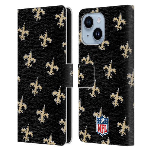NFL New Orleans Saints Artwork Patterns Leather Book Wallet Case Cover For Apple iPhone 14 Plus