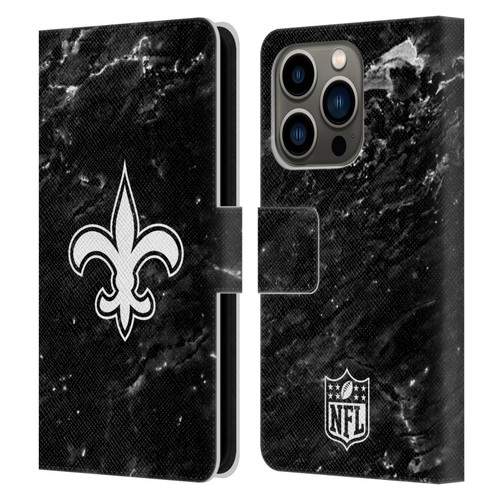 NFL New Orleans Saints Artwork Marble Leather Book Wallet Case Cover For Apple iPhone 14 Pro