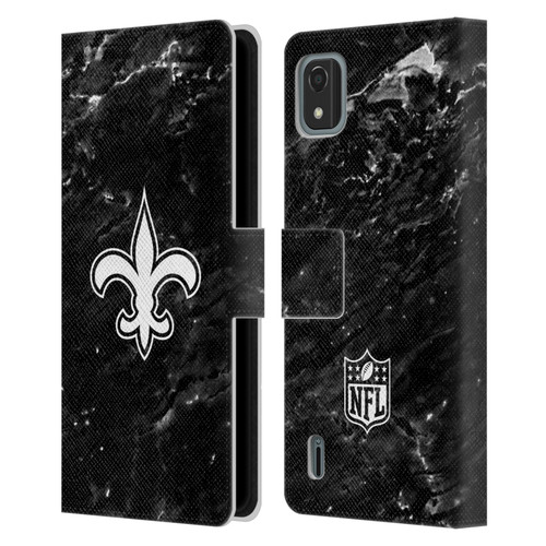 NFL New Orleans Saints Artwork Marble Leather Book Wallet Case Cover For Nokia C2 2nd Edition