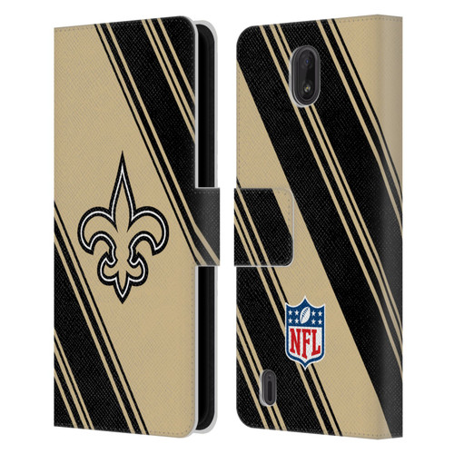 NFL New Orleans Saints Artwork Stripes Leather Book Wallet Case Cover For Nokia C01 Plus/C1 2nd Edition