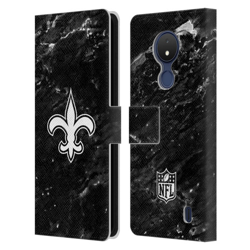 NFL New Orleans Saints Artwork Marble Leather Book Wallet Case Cover For Nokia C21