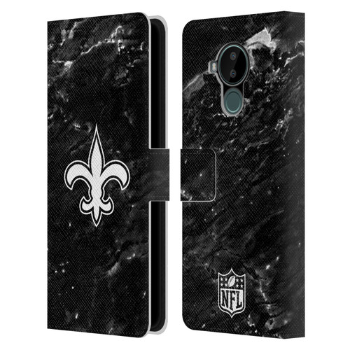 NFL New Orleans Saints Artwork Marble Leather Book Wallet Case Cover For Nokia C30