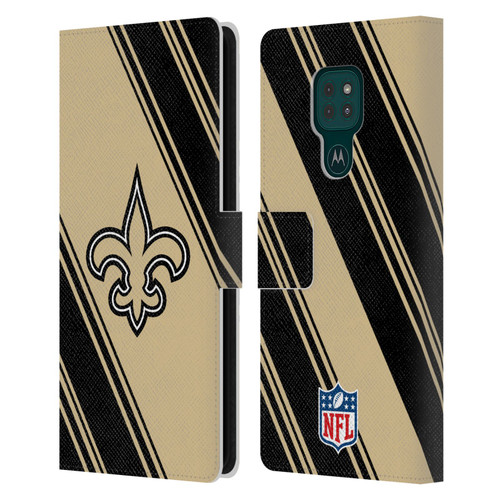 NFL New Orleans Saints Artwork Stripes Leather Book Wallet Case Cover For Motorola Moto G9 Play