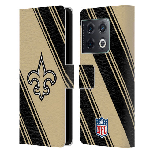 NFL New Orleans Saints Artwork Stripes Leather Book Wallet Case Cover For OnePlus 10 Pro