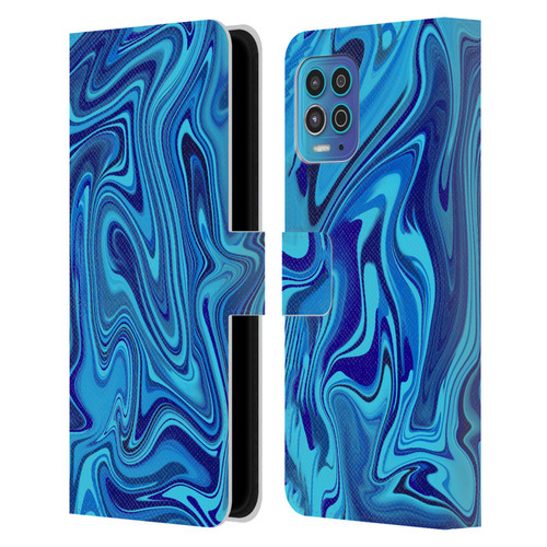 Suzan Lind Marble Blue Leather Book Wallet Case Cover For Motorola Moto G100