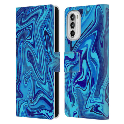 Suzan Lind Marble Blue Leather Book Wallet Case Cover For Motorola Moto G52