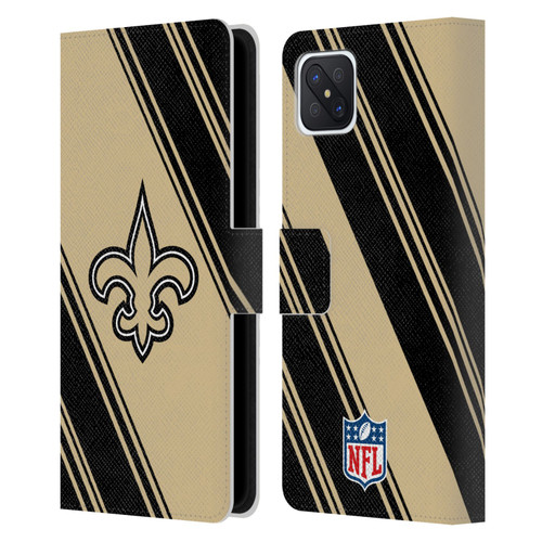 NFL New Orleans Saints Artwork Stripes Leather Book Wallet Case Cover For OPPO Reno4 Z 5G