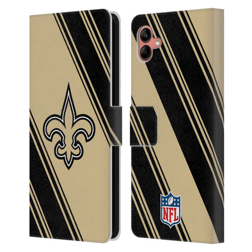 NFL New Orleans Saints Artwork Stripes Leather Book Wallet Case Cover For Samsung Galaxy A04 (2022)