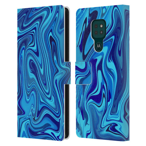 Suzan Lind Marble Blue Leather Book Wallet Case Cover For Motorola Moto G9 Play