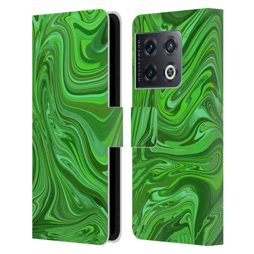 Suzan Lind Marble Emerald Green Leather Book Wallet Case Cover For OnePlus 10 Pro