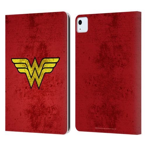 Wonder Woman DC Comics Logos Distressed Leather Book Wallet Case Cover For Apple iPad Air 11 2020/2022/2024