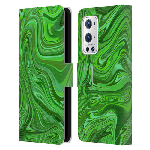 Suzan Lind Marble Emerald Green Leather Book Wallet Case Cover For OnePlus 9 Pro