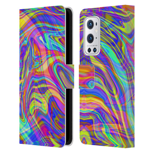 Suzan Lind Marble Illusion Rainbow Leather Book Wallet Case Cover For OnePlus 9 Pro