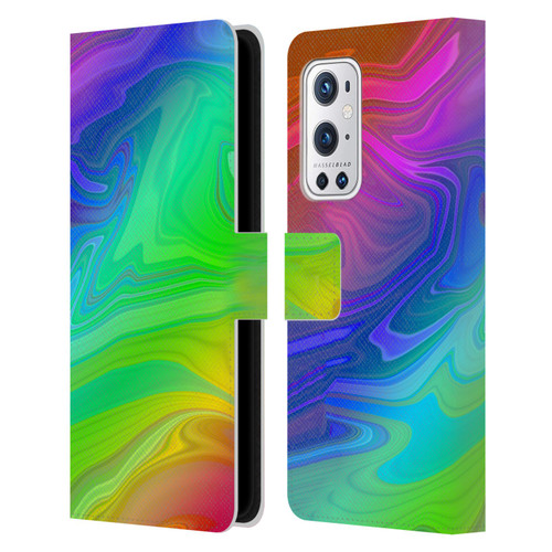 Suzan Lind Marble Rainbow Leather Book Wallet Case Cover For OnePlus 9 Pro