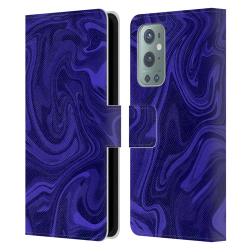 Suzan Lind Marble Indigo Leather Book Wallet Case Cover For OnePlus 9