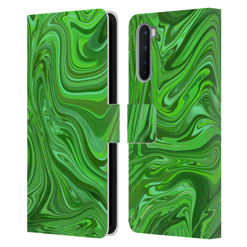 Suzan Lind Marble Emerald Green Leather Book Wallet Case Cover For OnePlus Nord 5G