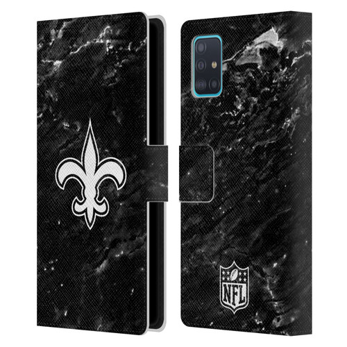 NFL New Orleans Saints Artwork Marble Leather Book Wallet Case Cover For Samsung Galaxy A51 (2019)