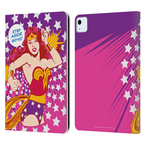 Wonder Woman DC Comics Vintage Art Step Aside Leather Book Wallet Case Cover For Apple iPad Air 11 2020/2022/2024