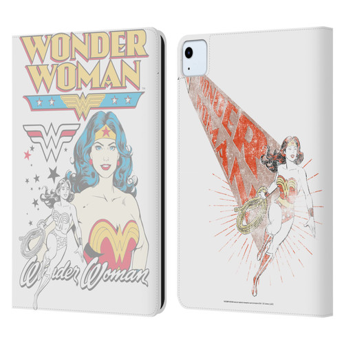 Wonder Woman DC Comics Vintage Art White Leather Book Wallet Case Cover For Apple iPad Air 11 2020/2022/2024