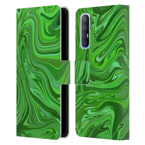 Suzan Lind Marble Emerald Green Leather Book Wallet Case Cover For OPPO Find X2 Neo 5G