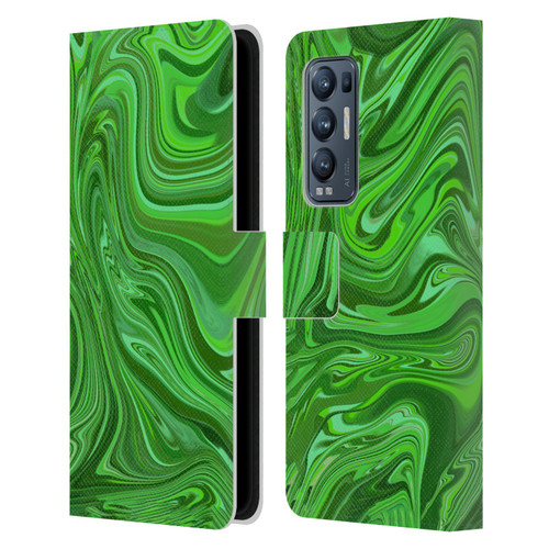 Suzan Lind Marble Emerald Green Leather Book Wallet Case Cover For OPPO Find X3 Neo / Reno5 Pro+ 5G