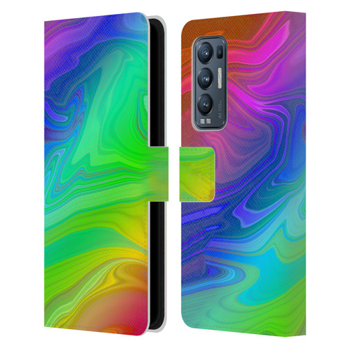 Suzan Lind Marble Rainbow Leather Book Wallet Case Cover For OPPO Find X3 Neo / Reno5 Pro+ 5G