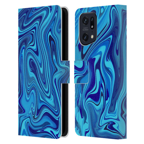 Suzan Lind Marble Blue Leather Book Wallet Case Cover For OPPO Find X5