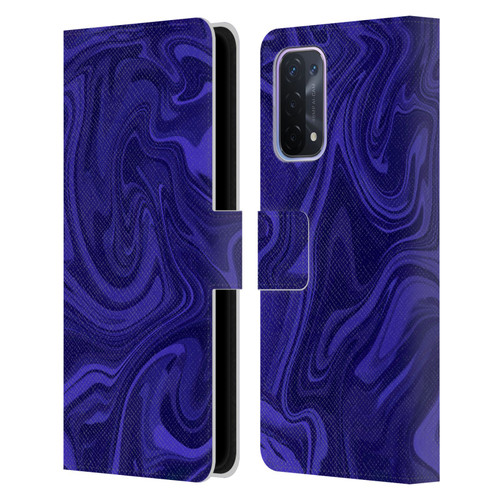 Suzan Lind Marble Indigo Leather Book Wallet Case Cover For OPPO A54 5G