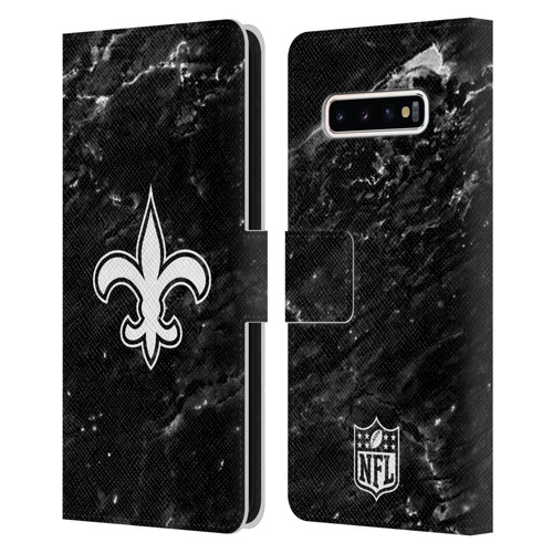 NFL New Orleans Saints Artwork Marble Leather Book Wallet Case Cover For Samsung Galaxy S10+ / S10 Plus