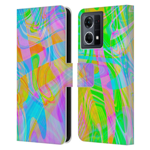Suzan Lind Marble Abstract Rainbow Leather Book Wallet Case Cover For OPPO Reno8 4G