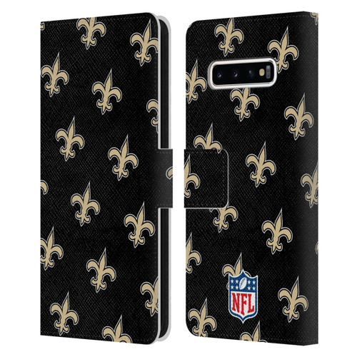 NFL New Orleans Saints Artwork Patterns Leather Book Wallet Case Cover For Samsung Galaxy S10+ / S10 Plus