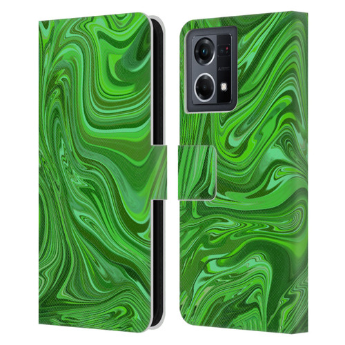 Suzan Lind Marble Emerald Green Leather Book Wallet Case Cover For OPPO Reno8 4G