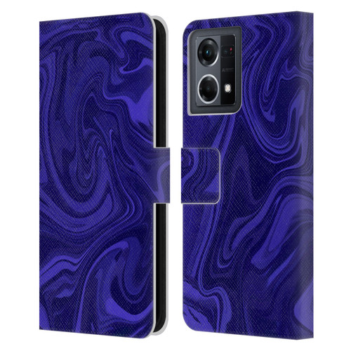 Suzan Lind Marble Indigo Leather Book Wallet Case Cover For OPPO Reno8 4G