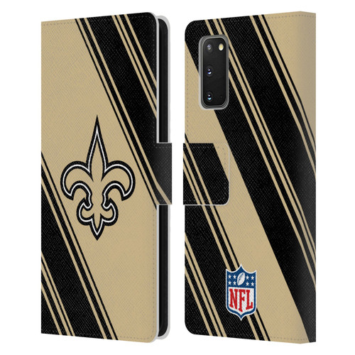 NFL New Orleans Saints Artwork Stripes Leather Book Wallet Case Cover For Samsung Galaxy S20 / S20 5G
