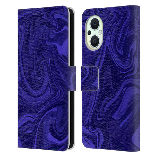 Suzan Lind Marble Indigo Leather Book Wallet Case Cover For OPPO Reno8 Lite